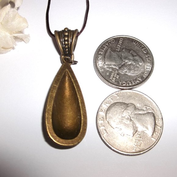 Necklace Pendant Charm Medallion Tie Cord Adjustable Length Bronze Brown C010 - Picture 3 of 10